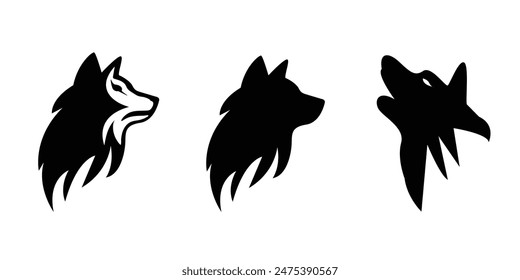 Ilustración vectorial de silueta de lobo. Signo de Wolf