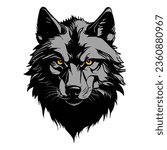 Wolf Silhouette Vector on White.