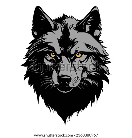 Wolf Silhouette Vector on White.