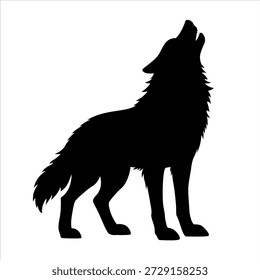 Wolf silhouette vector, wild animal logo, howling wolf