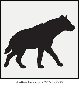 Wolf silhouette walking with strong posture on light background showing natural canine form and wild movement