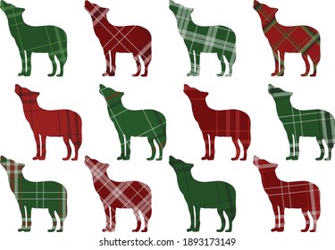 Wolf silhouettes. Clip art on white background