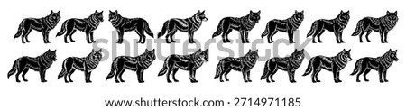 wolf silhouettes illustration isolated on white background 