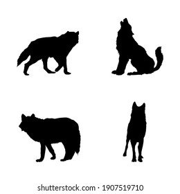 Wolf silhouettes stock vector. Illustration