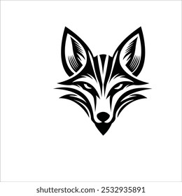 Wolf simple black head logo design