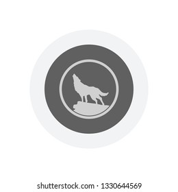 wolf. simple icon. Icon in colored circle with gray bold border. Web button, modern flat design