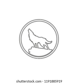 wolf. simple icon. Dotted outline silhouette with shadow on white background