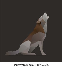 wolf sings, howls. polygon illustration, isolated