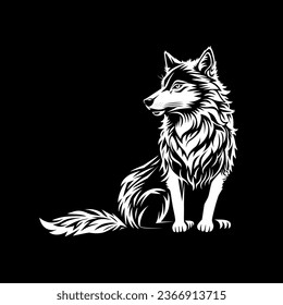 A wolf sits 