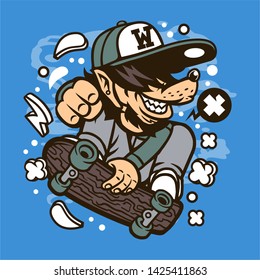 Wolf Skater cartoon character design