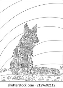 Wolf sketch doodle art for adults coloring book