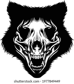 Wolf skull head vector illustration
