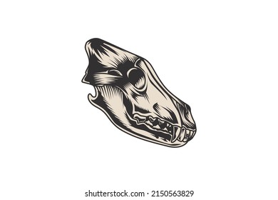 Wolf Skull Head Vector Logo, Wolf Skeleton