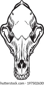 Wolf skull isolated black and white vector