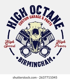 Wolf Skull Piston Vector Design Automotive Badge Illustration for Logo, T-shirt Design and Others