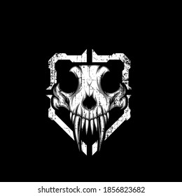 wolf skull tacticak logo, wolf skull shield logo