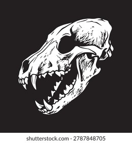 Wolf skull vector hand