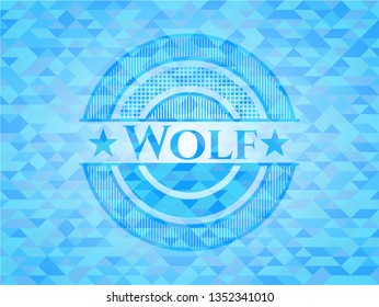Wolf sky blue mosaic emblem