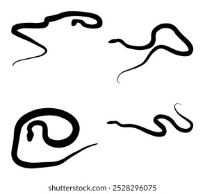 Conjunto de serpiente de lobo silueta Arte vectorial fondo blanco
