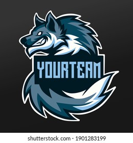 Wolf Snow Ice Mascot Sport Illustration Design for Logo Esport Gaming Team Squad