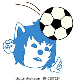 wolf soccer player in the fall bounces a football ball, color vector clip art on white isolated background