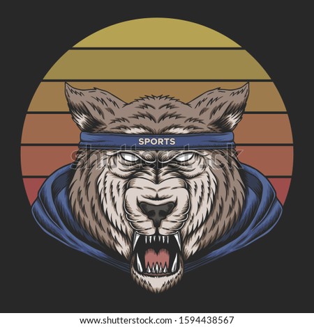 Wolf sports sunset retro vector illustration for your company or brand