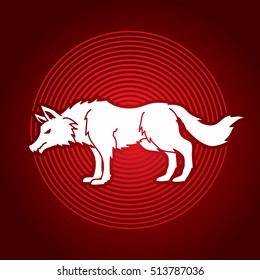 Wolf standing  designed on circle light background graphic vector