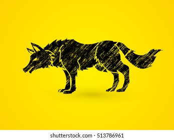 Wolf standing designed using grunge brush graphic vector