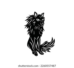 Silueta permanente de lobo, diseño vectorial de arte 