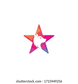 Wolf star shape concept Logo Design. Modern professional wolf logo design. Wolf head logo vector	