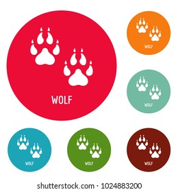 Wolf step icons circle set vector isolated on white background
