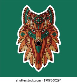 wolf stikcer flat design decorative