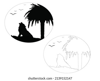 Vector de silueta animal estilo lobo