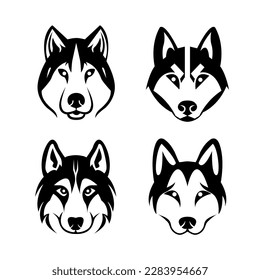 wolf o Syberia husky dog face icon logotipo aislado estilo moderno simple vector. lobo mínimo o Syberia husky perro icono de la cara logotipo aislado estilo moderno simple vector. logo de wolf o Syberia husky