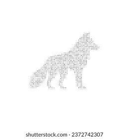 The wolf symbol filled with black dots. Pointillism style. Vector illustration on white background