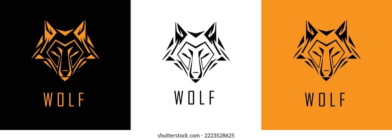 Logotipo de símbolo Wolf. Diseño de tatuaje de cabeza de lobo. Ilustración del vector Wolf.