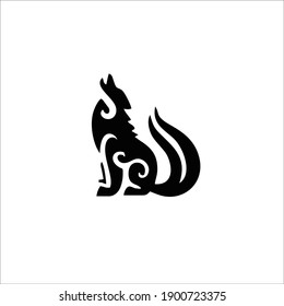 Wolf Symbol Logo. Tattoo Design. Vector Illustration.