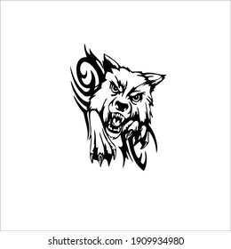 Wolf Symbol Logo. Tattoo Design. Vector Illustration.