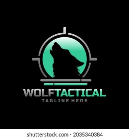 vector de diseño de logotipo de silueta táctica de lobo 