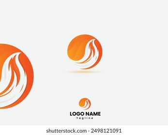 Wolf tail vector with a circle shape and gradient color. Fox tail logo design. Animal. Wolf logo design. Premium line art