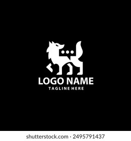 wolf talk logo design vector