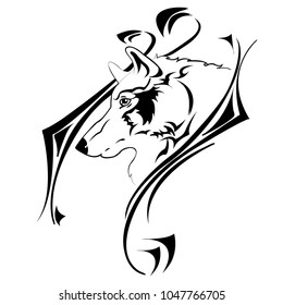 wolf, tattoo sketch, vector illustration, isolated
