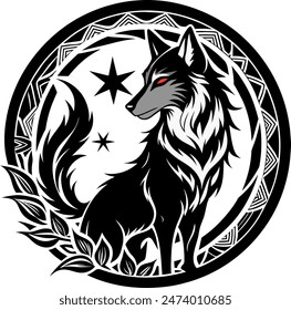 Wolf tattoo vector, stencil art celtic design
