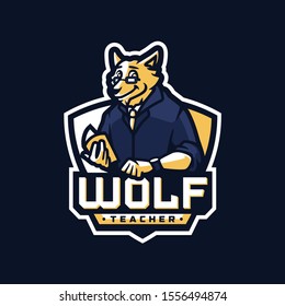 Wolf Teacher Mascot Logo Design