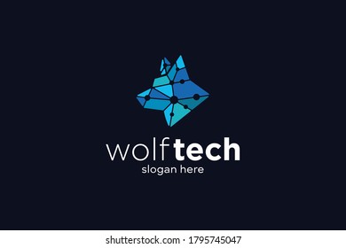 wolf Tech logo icon vector template