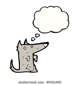 wolf with thought bubble cartoon