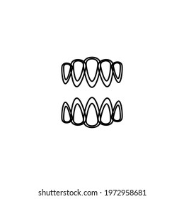 Wolf tooth line icon. Simple style halloween holiday poster background symbol. Logo design element. T-shirt printing. Vector for sticker.
