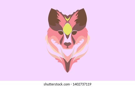 wolf totem vector. pastel colors