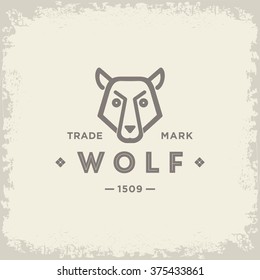 Wolf trade mark minimalist logo the face white
