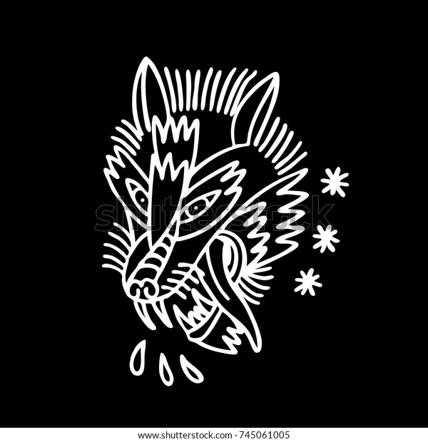 Wolf Traditional Tattoo Flash Stock Vector (Royalty Free) 745061005